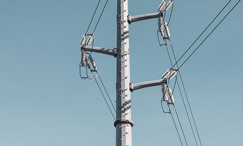 Thumbnail image of closeup transmission pole and lines